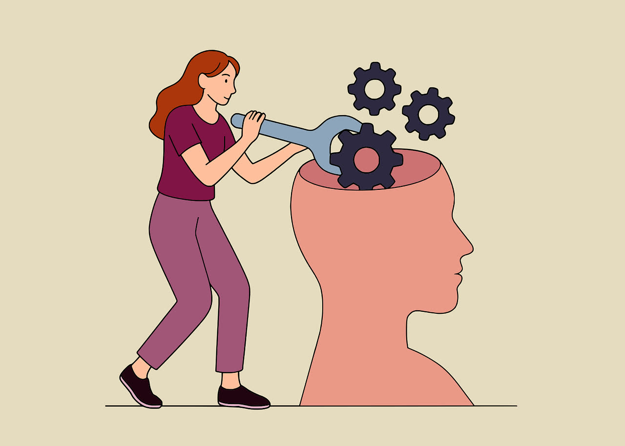 Ilustración conceptual de sesgos cognitivos